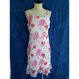 Vintage My Michelle Sheath Dress Sz. 9/10 Pink Watercolor Floral Chiffon NWOT